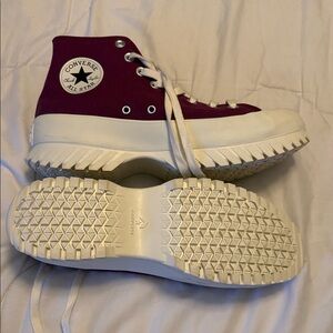 Converse High Top Sneakers - Burgundy and White